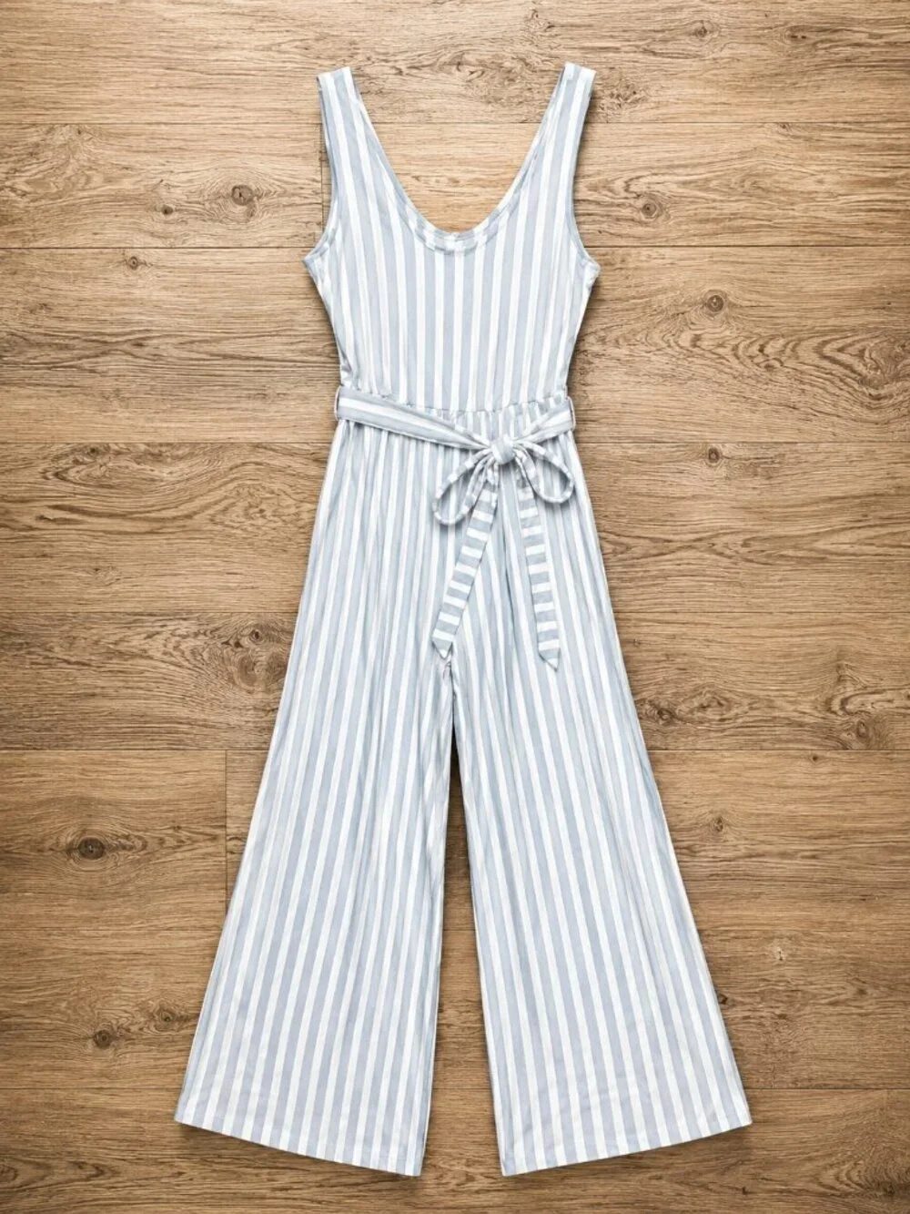 Tribal Jeans Blue & White Striped Wide Leg Jumpsuit | Petite Small P/S - Picture 3 of 5